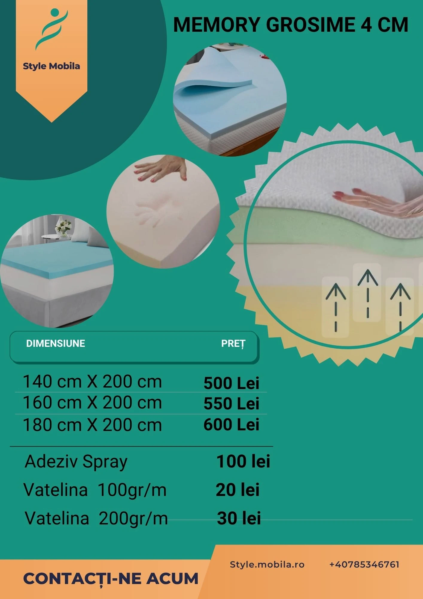Topper Memory – grosime 4 cm